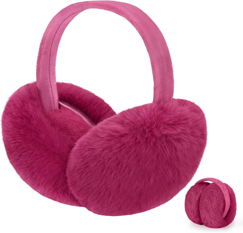 Lainlight Store Earmuffs for Women Winter Warm Foldable Ear Muffs Faux Fur Cute Fuzzy Ear Warmers for Girls Women - Image 1